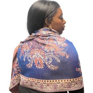Blue Paisley Multicolored Pashmina Scarf